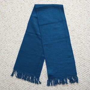 Indigenous Design Long Scarf Blue 100% Alpaca Fringes Soft New 11.5x61" *FLAW